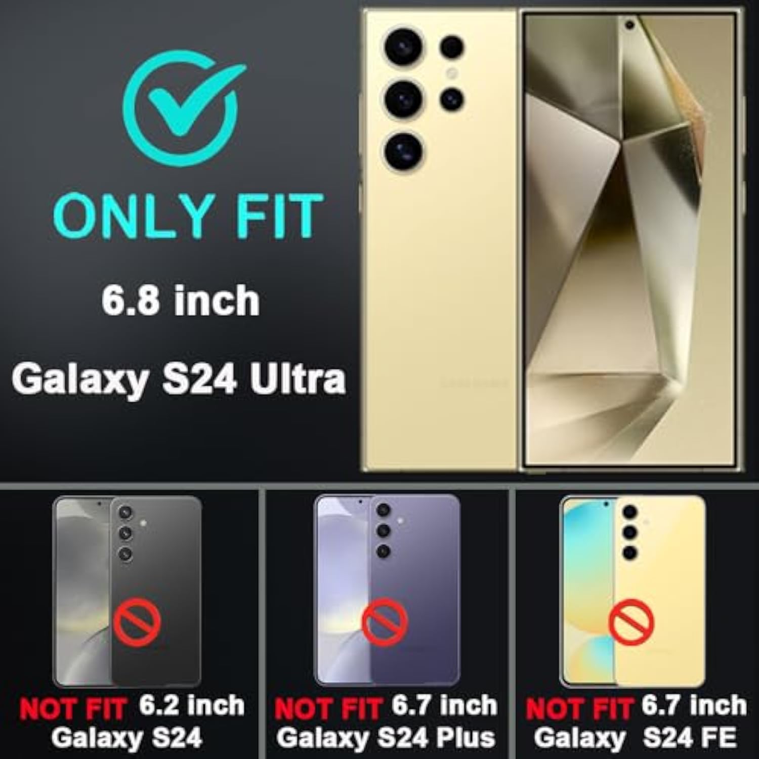 For Samsung Galaxy S24 Ultra Case With 2Pcs Tempered Glass Screen Protector And 1Pcs Camera Lens Protector, 3 In 1 Heavy Duty Shockproof/Drop Proof/Dust Proof Case (Navy Blue)