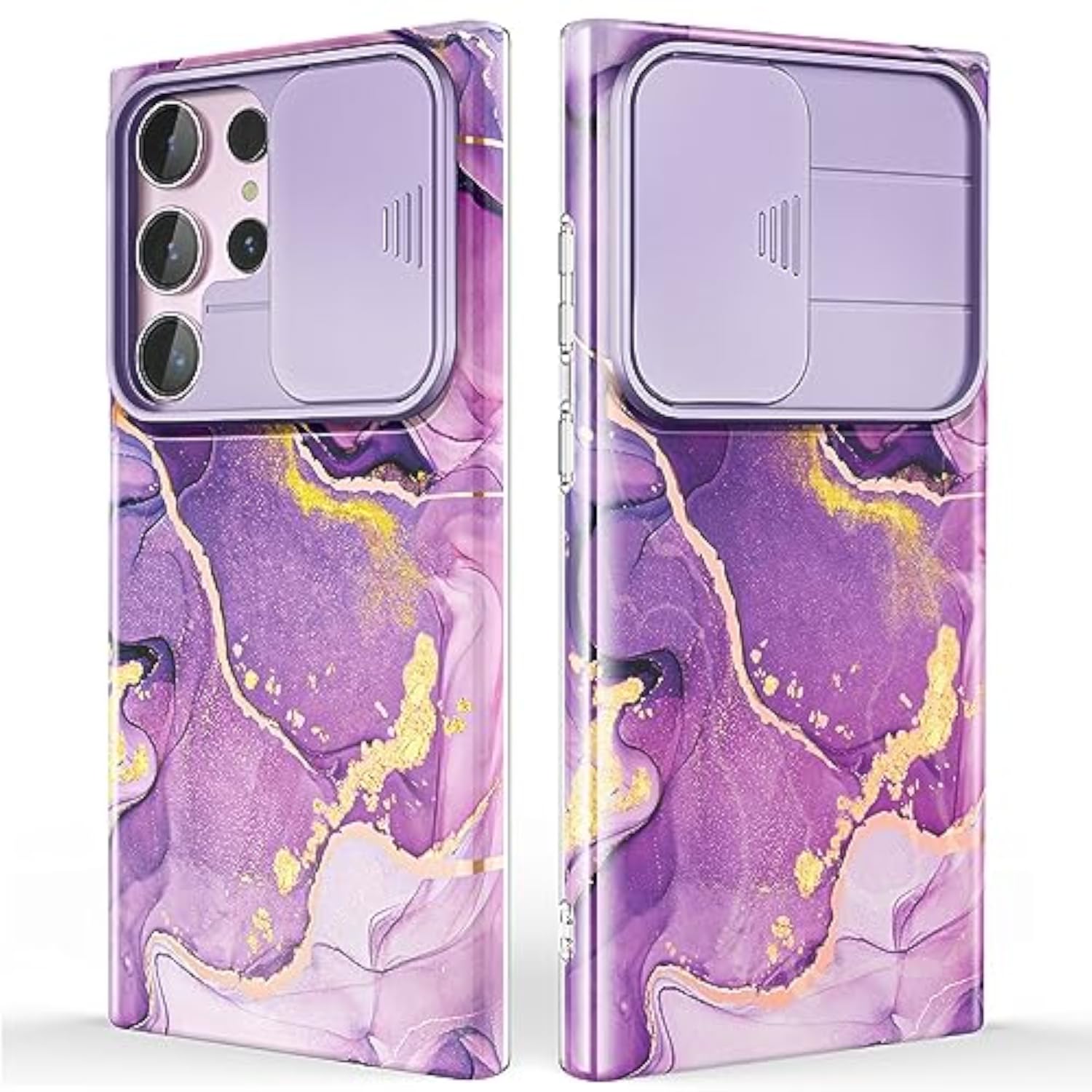 Samsung Galaxy S23 Ultra Case with Slide Camera Cover, Slim Thin Lightweight Shockproof Phone Case for S23 Ultra, Purple