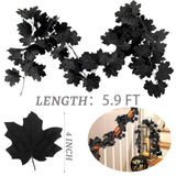 4Pcs Black Leaf Garland - 23.6Ft Hanging Maple Vines for Halloween, Thanksgiving & Party Decor