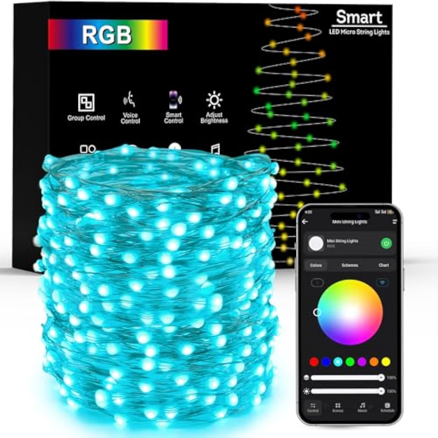 Smart Fairy Lights, 66Ft 200 Led String Light Wifi Smart Christmas Lights App Controlled, Rgb Color Changing Mini Light