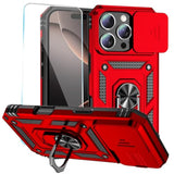 iPhone 16 Pro Max Case with HD Screen, Slide Camera Cover, Kickstand, Red