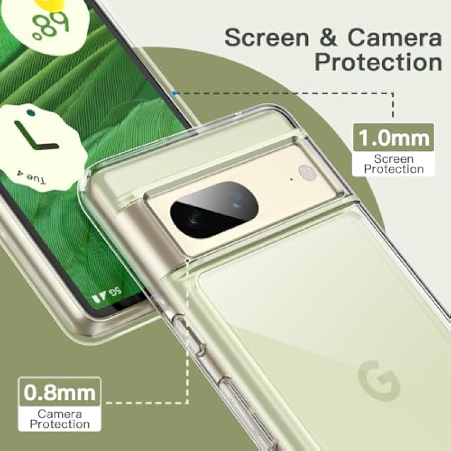 JETech Case for Google Pixel 7, Shockproof Phone Bumper Cover, Anti-Scratch Clear Back (Clear)
