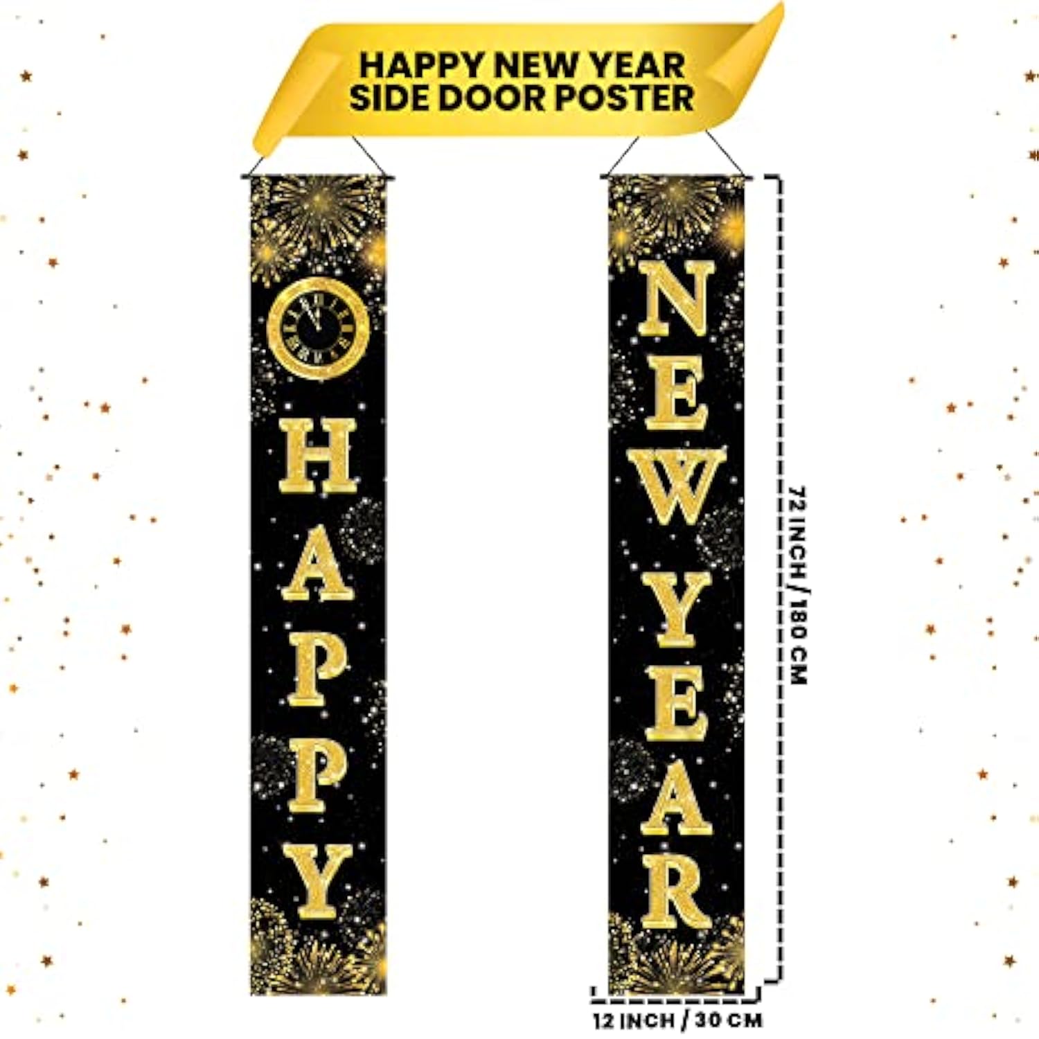 Extra Large Happy New Year Banner 72x12 Inch 2026 Party Decorations