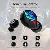 Kids Wireless Earbuds For Small Ears, Touch Control Headset Stereo Sound In-Ear Wireless Headphones, Bluetooth 5.0 Noise Reduction Earphones With Black Blue Cartoon Blinking Eyesje-08B_B87