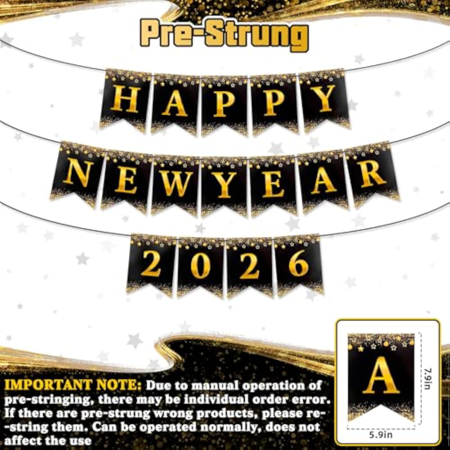 Happy New Year 2026 Banner No DIY Party Decorations Supplies
