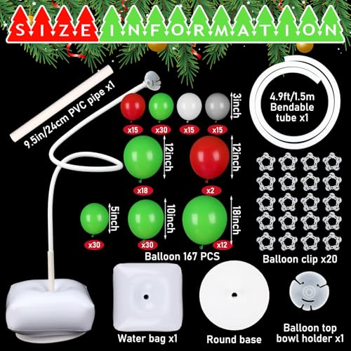 168 Pcs Christmas Balloon Arch Kit with Sturdy Stand