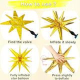 20 Pcs 27"22" Explosion Star Foil Balloons - 12 Point And Four Pointed Gold Spike Balloons For Party Supplies, Christmas, Birthday, Wedding, Photo Booth (Gold)