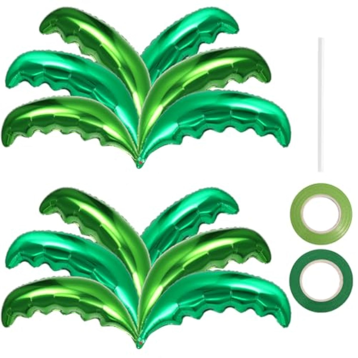 12 Pcs Palm Tree Leaves Balloons,Hawaiian Tropical Green Leaf Balloons,Foil Coconut Tree Leaves Balloon For Birthday Baby Shower Hawaii Luau Tropical Beach Party Supplies
