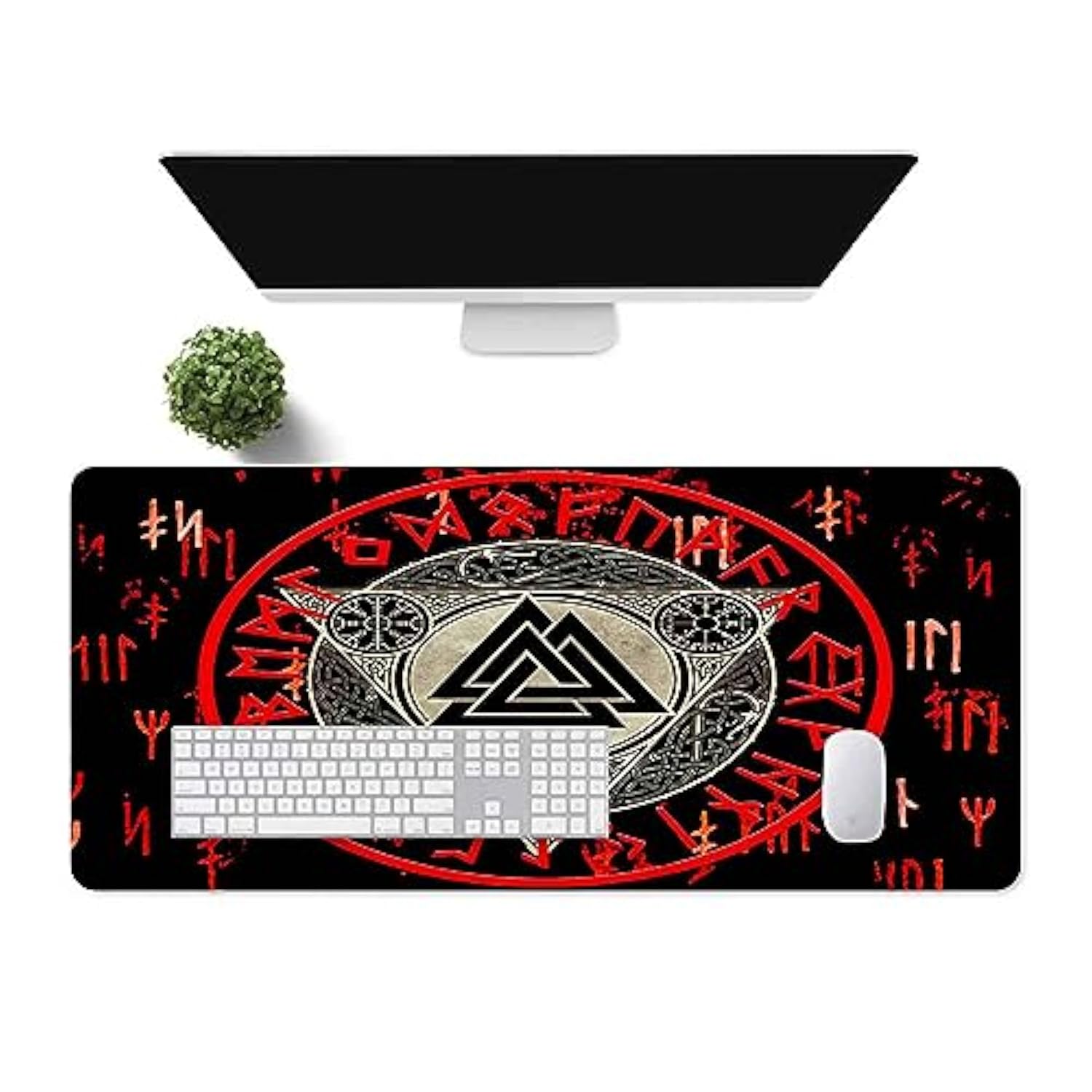 Mysterious Viking Large Mousepad 31.5X11.8 Inches Vikings Old Scandinavian Patterns And Norwegian Runes Graphic Printed Game Mousepad Bdxpmn267