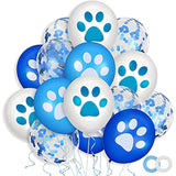 36 Pcs Paw Print Balloons 12 Inch Blue And White Balloons Dog Paw Latex Balloons Blue Confetti Balloons With Ribbons For Puppy Birthday Baby Shower Celebration Graduation Party Decoration