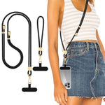 Phone Lanyard Crossbody, Hand Wrist Strap Lanyard With 2 Phone Tethers, Adjustable Anti Theft Phone Strap Neck Lanyard For Keys Id Badges Phones Wallet, Black