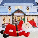 Christmas Inflatables Outdoor Decorations, 12Ft Long Inflatable Xmas Santa Claus, Lighted Blow Up Giant Lying Santa With