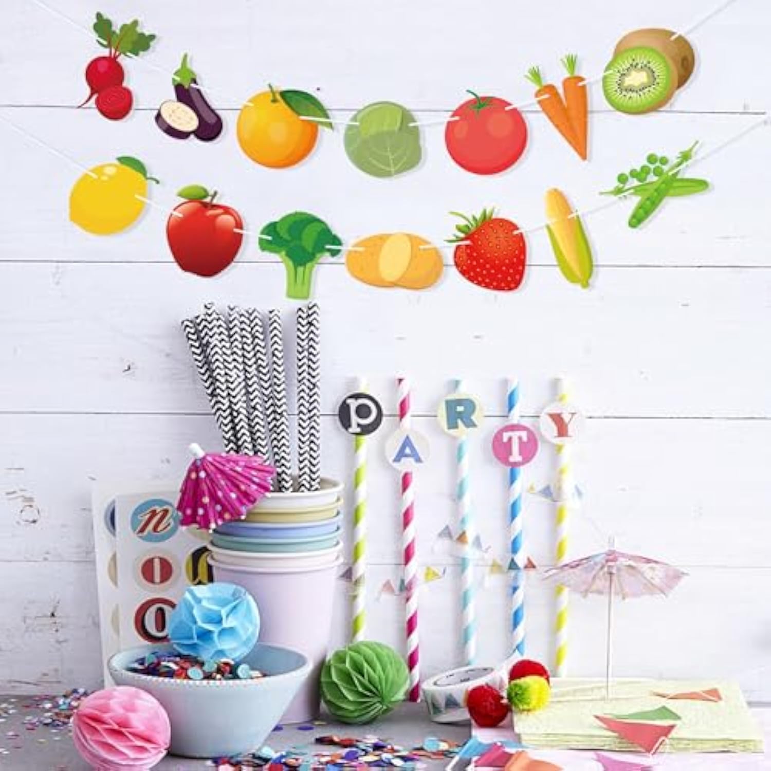 Fruit & Vegetable Banner Farmers Market Garland Summer Fruit Garden Party Decor