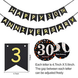 30Th Anniversary Party Decorations Kit - Gold Happy Banner, 9 Hanging Swirls, 6 Poms For Wedding Celebration Supplies