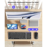 seenda Bluetooth Keyboard and Mouse for Mac, SKM64-2 Multi-Device Rechargeable Slim Wireless Keyboard Mouse Stainless Steel Full Size, Compatible with MacBook Pro/Air, iPad, Mac - Space Gray