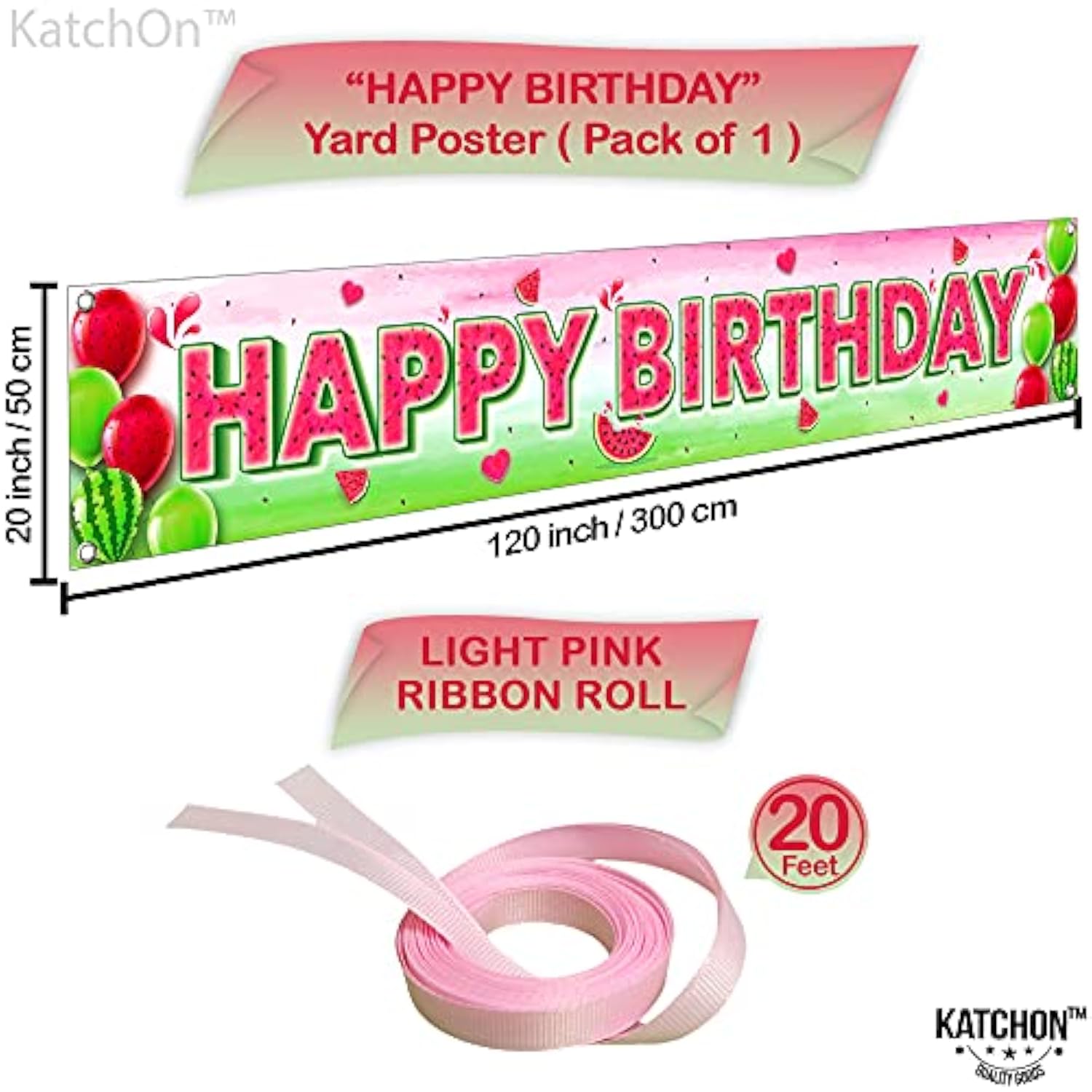 Large Watermelon Birthday Decorations -120X20 Inch, Watermelon Happy B