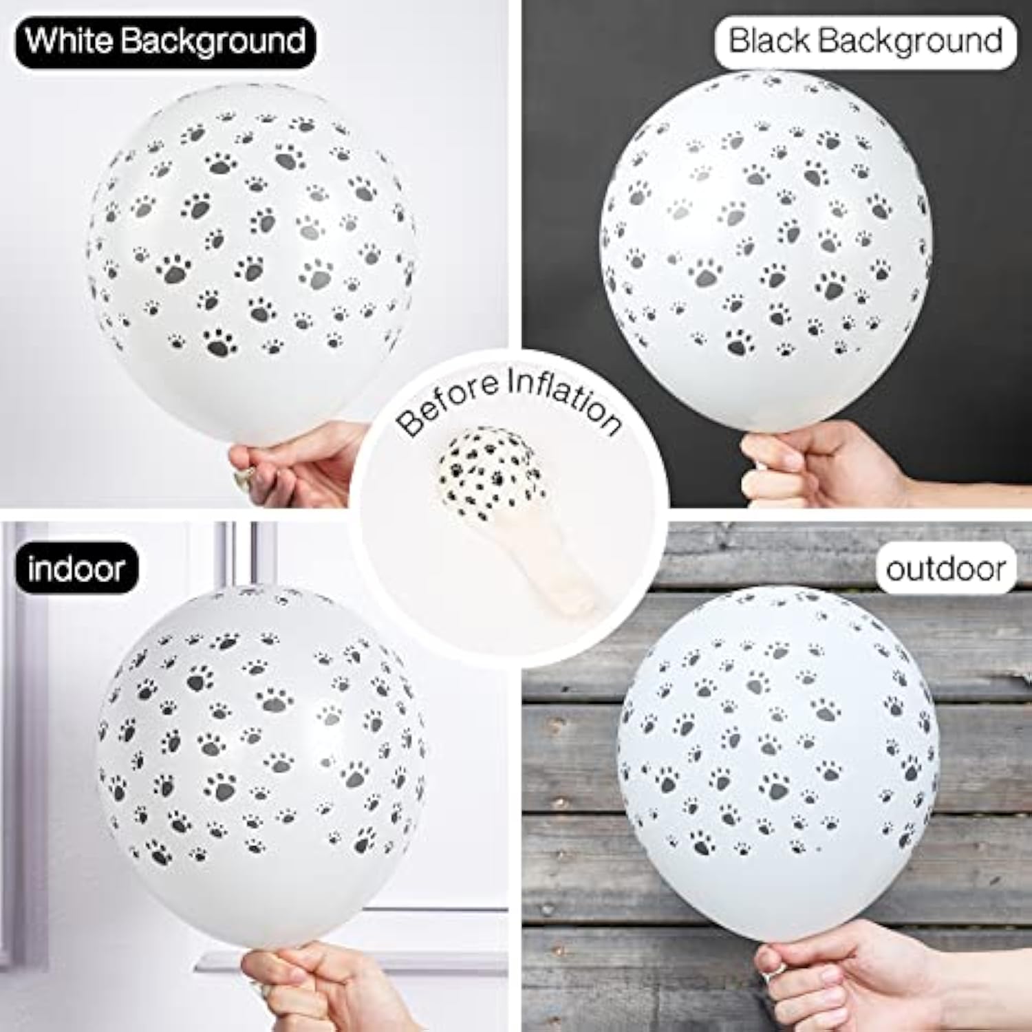 50pcs Paw Print Balloons – 12" Matte White Latex Balloons for Dog, Animal & Birthday Parties