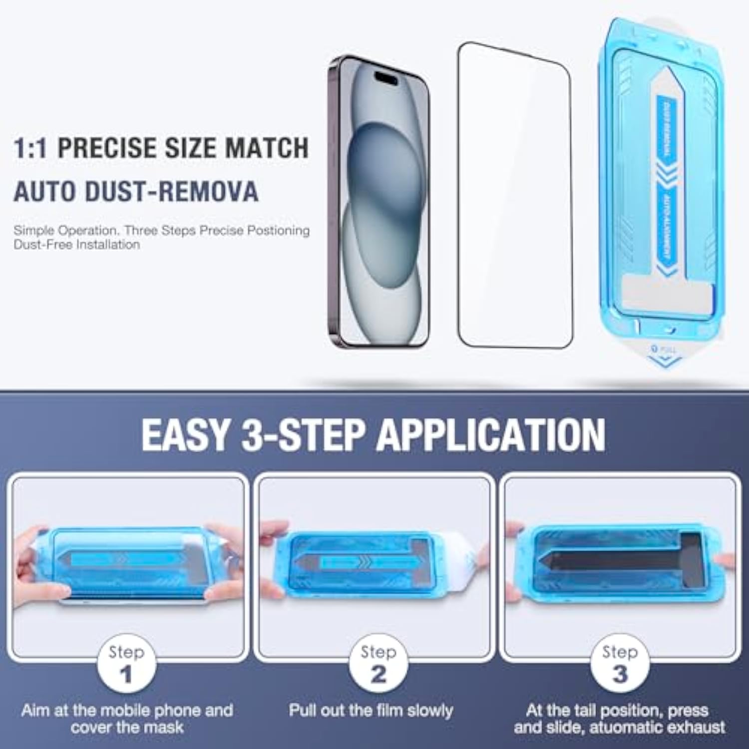 2-Pack Screen Protector For Iphone 16 Pro Max, 9H Tempered Glass, High Definition Clear, Full Coverage, Anti-Fingerprint, Auto Dust-Elimination, No Bubble, Easy Installation