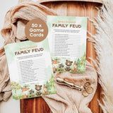 50 Baby Shower Family Feud Game Cards, Woodland Baby Shower Games Activity For Girl Or Boy, Gender Neutral, Woodland Theme