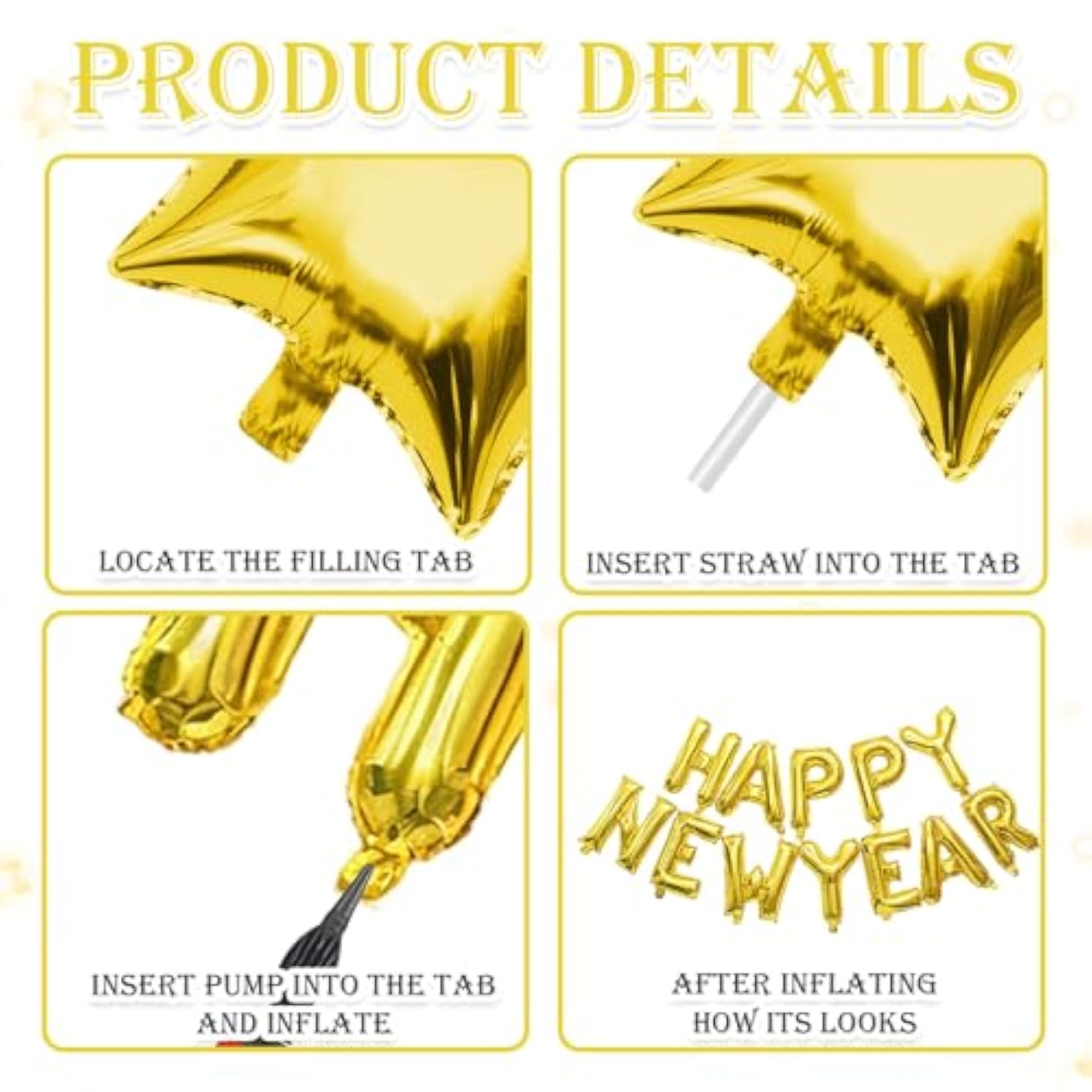 2026 Gold Number Balloons & New Years Eve Party Decor Supplies