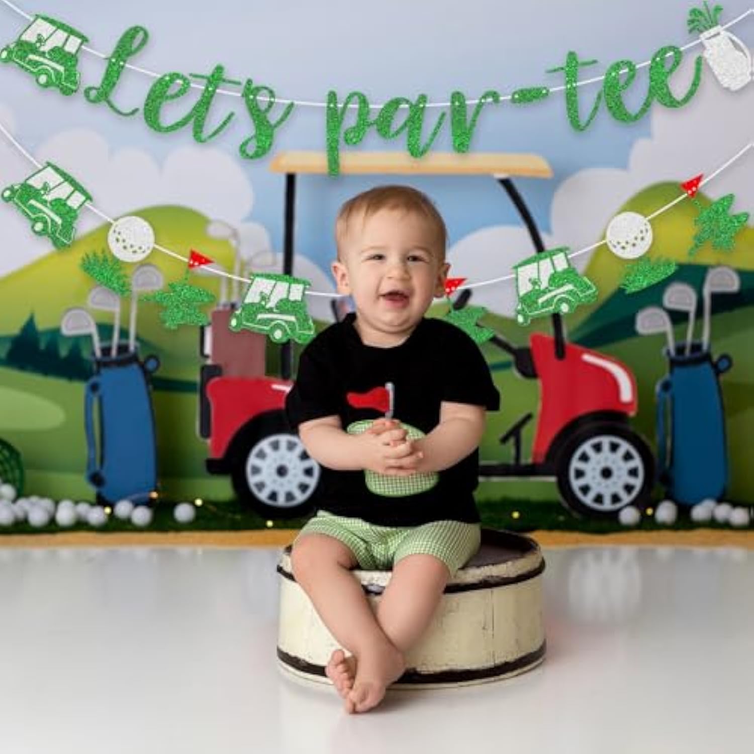 Let'S Par Tee Banner, Tee Banner Golf Themed Birthday Party Decoration, Golf Themed Retirement Party Decorations?Green Glitter