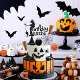 13pcs Witch Cake Toppers Black Hat Broom Spider Web Halloween Birthday Decor