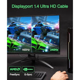 Displayport Cable 1.4 - (6Ft, 4K 144Hz, Dp To Dp Cable, 32.4Gbps, Hdr10+, 3D D