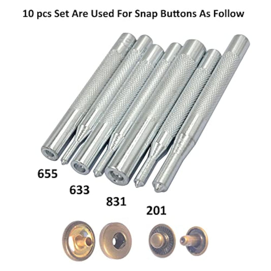 10 Pcs Metal Snap Button Fastener Setter Metal Snaps Press Studs Insta