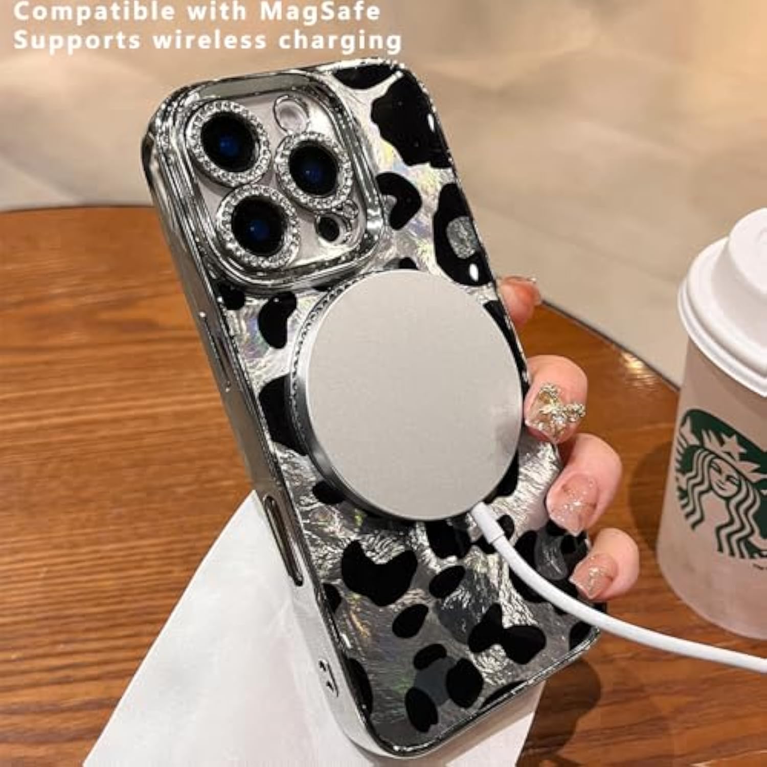 For Iphone 15 Pro Case Magnetic Glitter Compatible With Magsafe Diamond Leopard Cheetah Print Phone Case Cover For Iphone 15 Pro,Pink