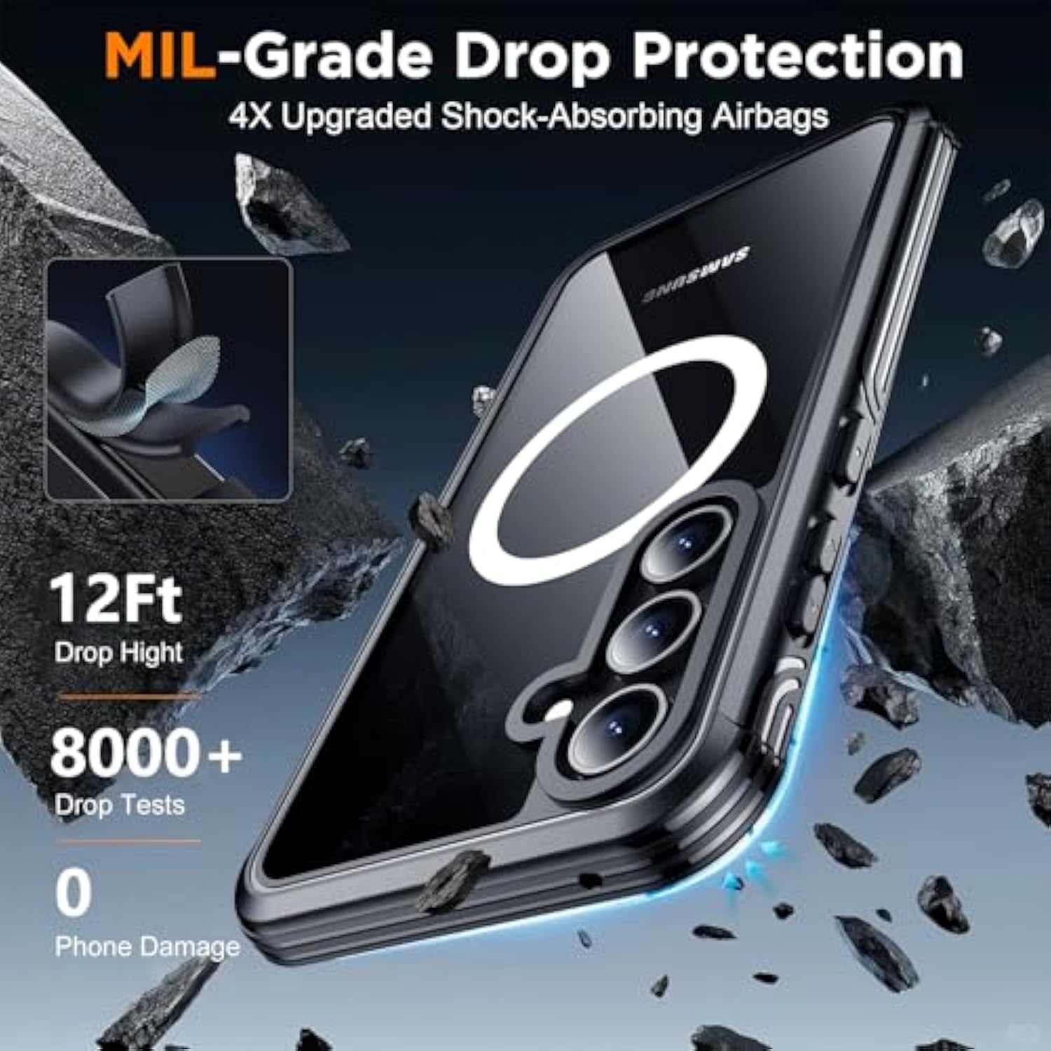 For Samsung Galaxy S24 Fe Case, [Built-In Glass Screen Protector][Compatible With ][Full Body Shockproof][Work With Fingerprint Id] Heavy Duty Protection Phone Case For S24 Fe 6.7"