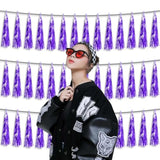 3P Metallic Fringe Tassel Banner Garland Foil Tinsel Streamer Wall Hanging Curtain Backdrop Banner For Parade Floats,Graduation Decorations, Father'S Day Party Decoration(Purple)