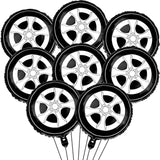 8Pcs Tire Balloons 18 Inch Race Car Garland Kit - Large Black Foil Wheels For Classic Car Party Decorations, Boys Kids Truck Theme Birthday Party Supplies
