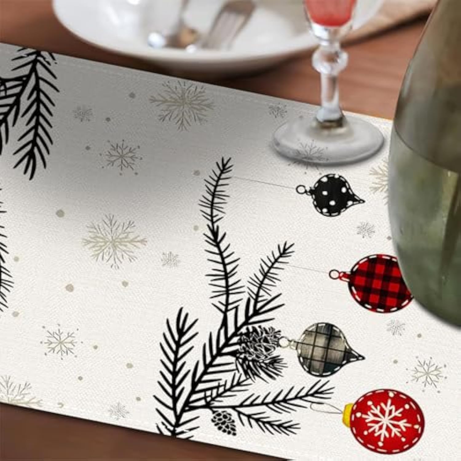 Christmas Table Runner Merry Christmas Table Runner Red Black Christma Tree Table Runner Christma Coffee Tables Runner 13X72 Inch Xmas Kitchen Dining Table Xmas Farmhouse Home Party Decor