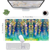 Abstract Watercolor Flowers Non-Slip Rubber Large Mouse Pad For Desk,Large Gaming Mouse Pad Xxl Extended Mouse Pad With Stitched Edges Non-Slip Base Water Resist Pad Desk Mat 35.4X15.7Inch