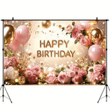 Birthday Backdrop Happy Birthday Backdrop for Women 71 x 43 Inch Polyester Birthday Party Wall Backdrop Photo Booth Background Banner for Woman Decorations