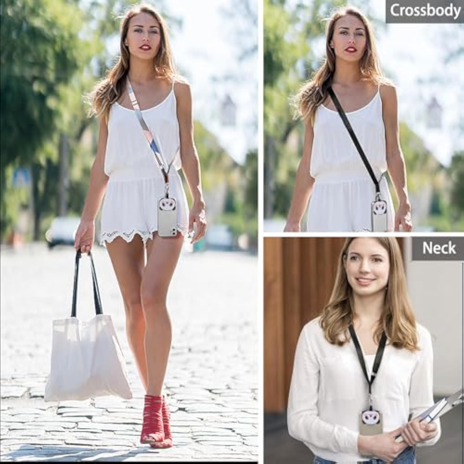 Phone Lanyard- 2-Pack Adjustable Neck Strap, 4× Pad With Adhesive, Nylon Cell Phone Lanyard Compatible With All Smartphone