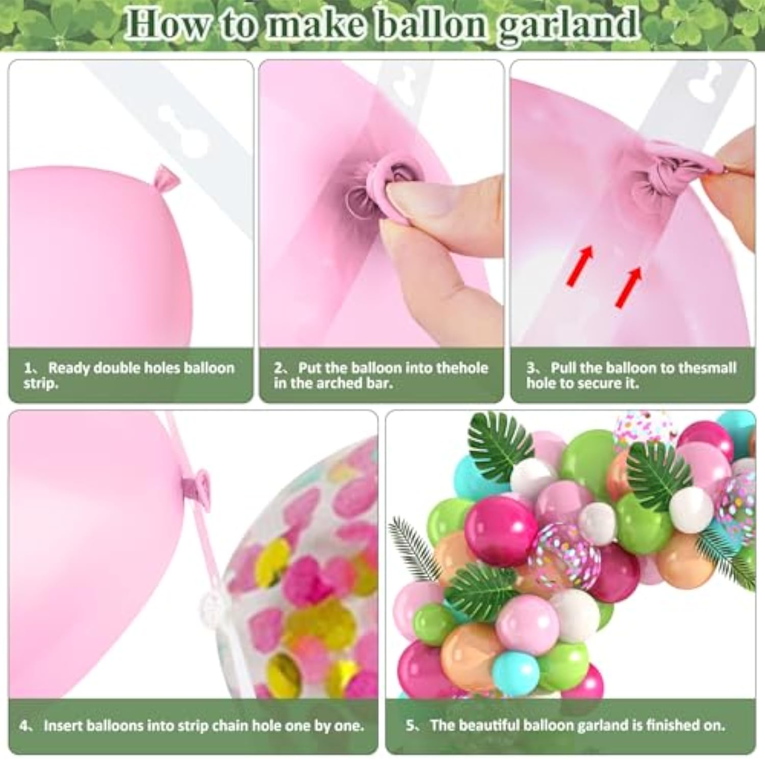 Tropical Balloon Garland Kit: Luau Party Decor with Palm Leaves