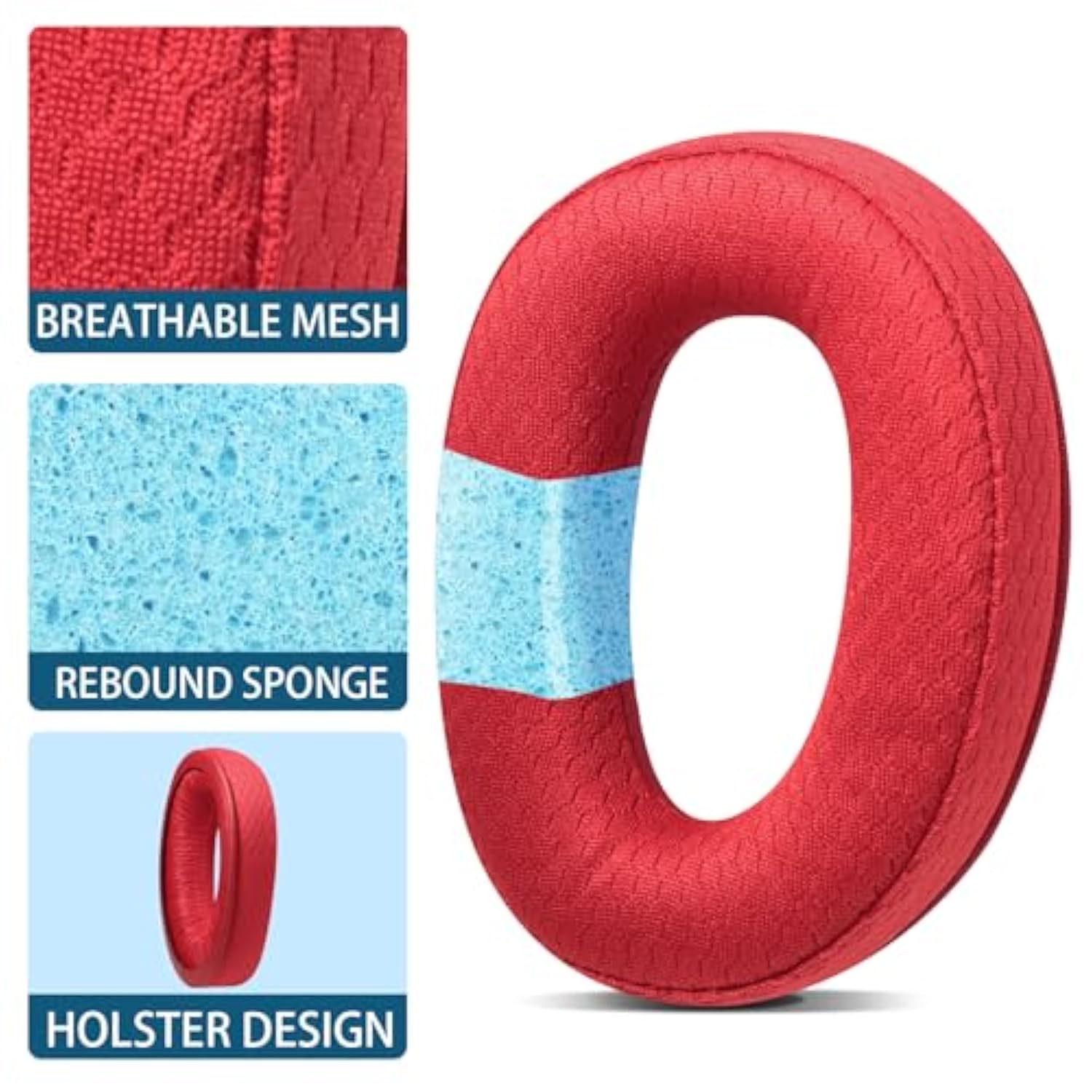 Replacement Ear Pads For Sennheiser Headphones - Compatible With Gsp370/300/350/305/301 | Premium Breathable Fabric Ear Cushions With Soft Memory Foam Red