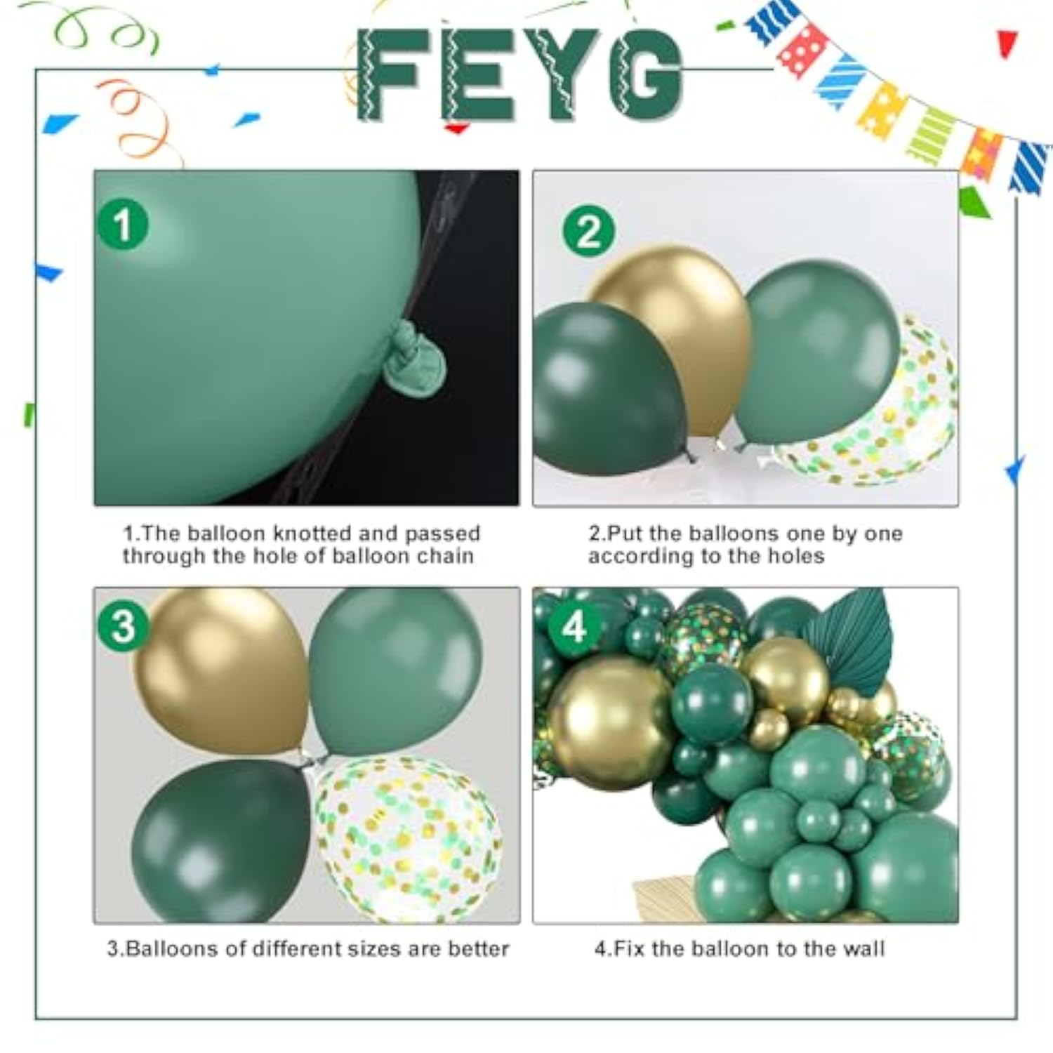 Green And Gold Balloon Arch Garland Kit, 120Pcs Dark Emerald Green Sage Green Sand Gold Confetti Green Gold Balloon For Birthday Graduation Wedding Christmas New Year Eve Party Decorations