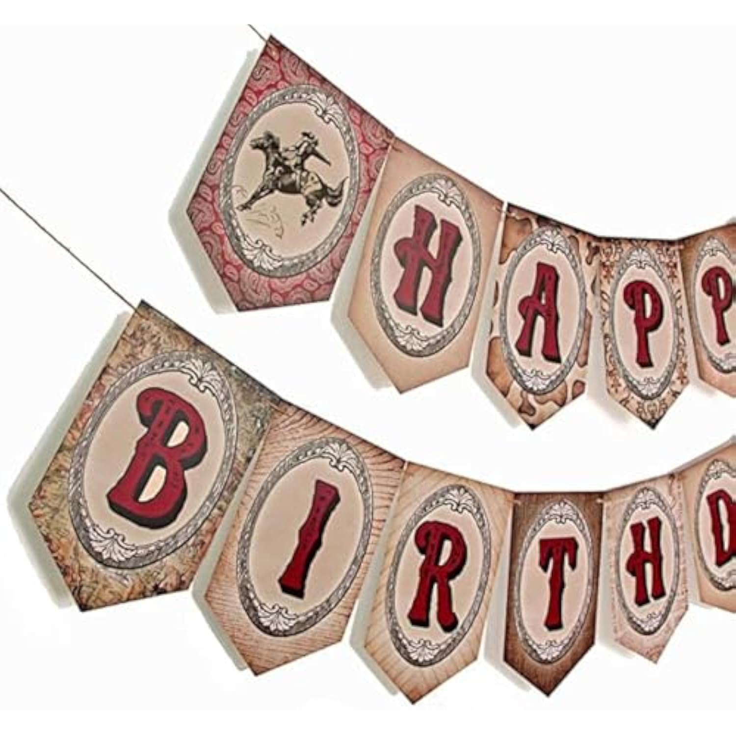 Cowboy Birthday Banner,Wild Western Bday Party Sign, Wooden House Barn Bunting, Birthday Decorations