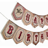 Cowboy Birthday Banner,Wild Western Bday Party Sign, Wooden House Barn Bunting, Birthday Decorations