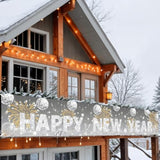 Large Silver Glitter 2026 Happy New Year Banner 9.8×1.6 Ft Party Decor