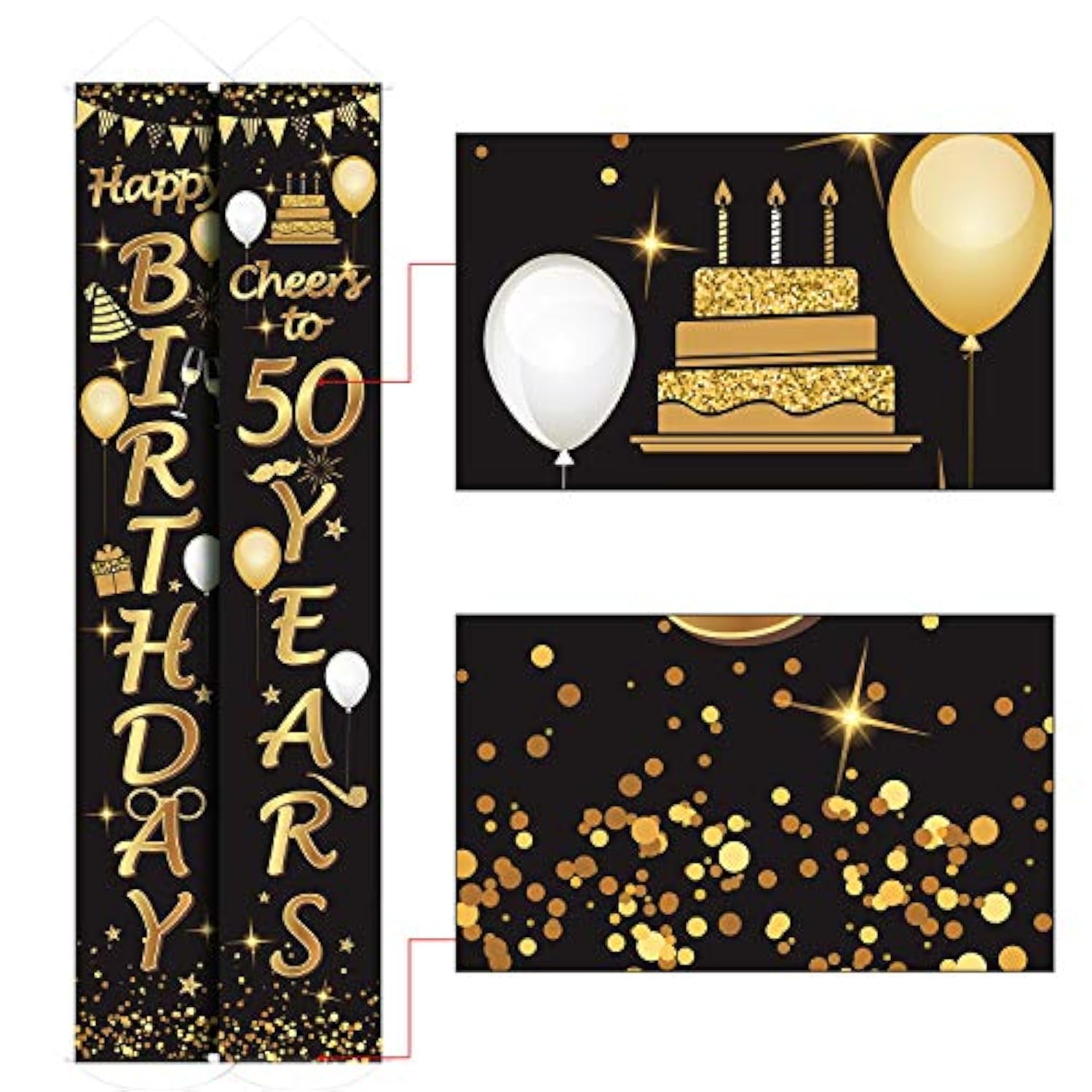 2 Pieces 50Th Birthday Party Decorations Cheers To 50 Years Banner 50T