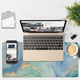 Gaming Desk Pad Large Extra Length Fluid Art Marble Mouse Pad Keyboard Laptop Non-Slip Waterproof With Rubber Base Thick Stitched Edge Mouse Mat For Office Home 35.4 X 15.7 Inches