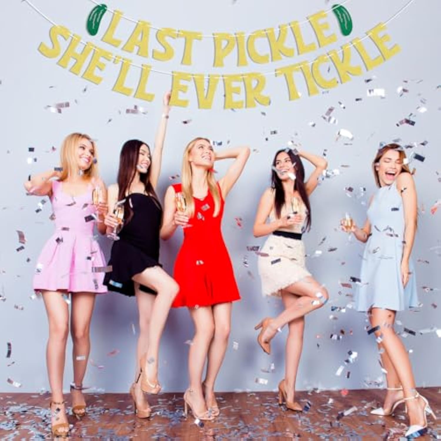 Last Pickle She'Ll Ever Tickle Banner - She Found Her Match Sign, Funny Pickle Wedding Bridal Shower Bachelorette Party Decorations Gold Glitter