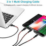[2 Pack] Multi Charging Cable, 5Ft 3 In 1 Nylon Braided Usb Multiple Charger Fast Charging Cord Compatible With Most Smart Phones & Pads