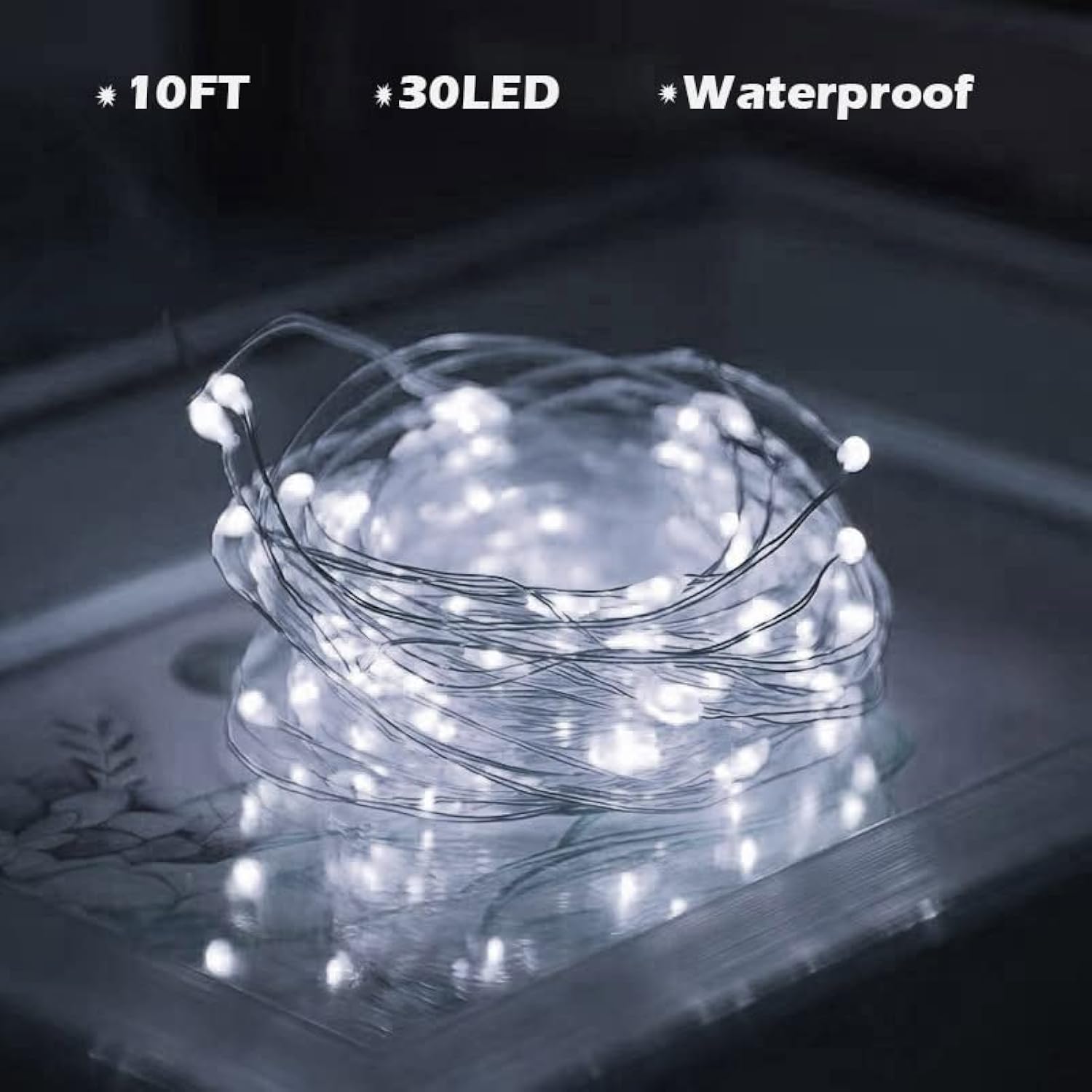 16 Pack Led Fairy Lights Battery Operated - 10Ft 30Led Copper Wire Mason Jar String Lights, Ip65 Waterproof, Bendable Fo