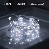 16 Pack Led Fairy Lights Battery Operated - 10Ft 30Led Copper Wire Mason Jar String Lights, Ip65 Waterproof, Bendable Fo