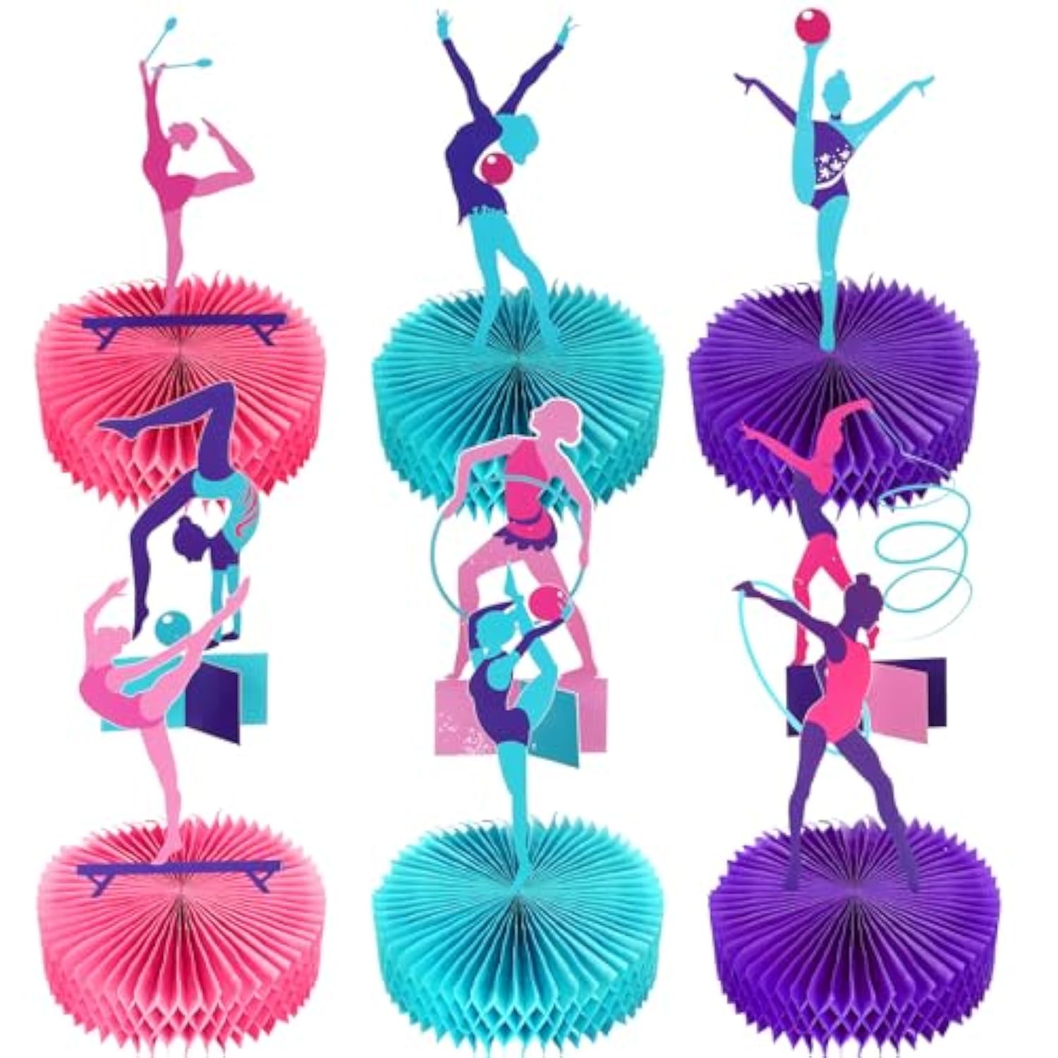 9 Pcs Gymnastics Honeycomb Centerpieces Gymnastics Party Decoration Gi