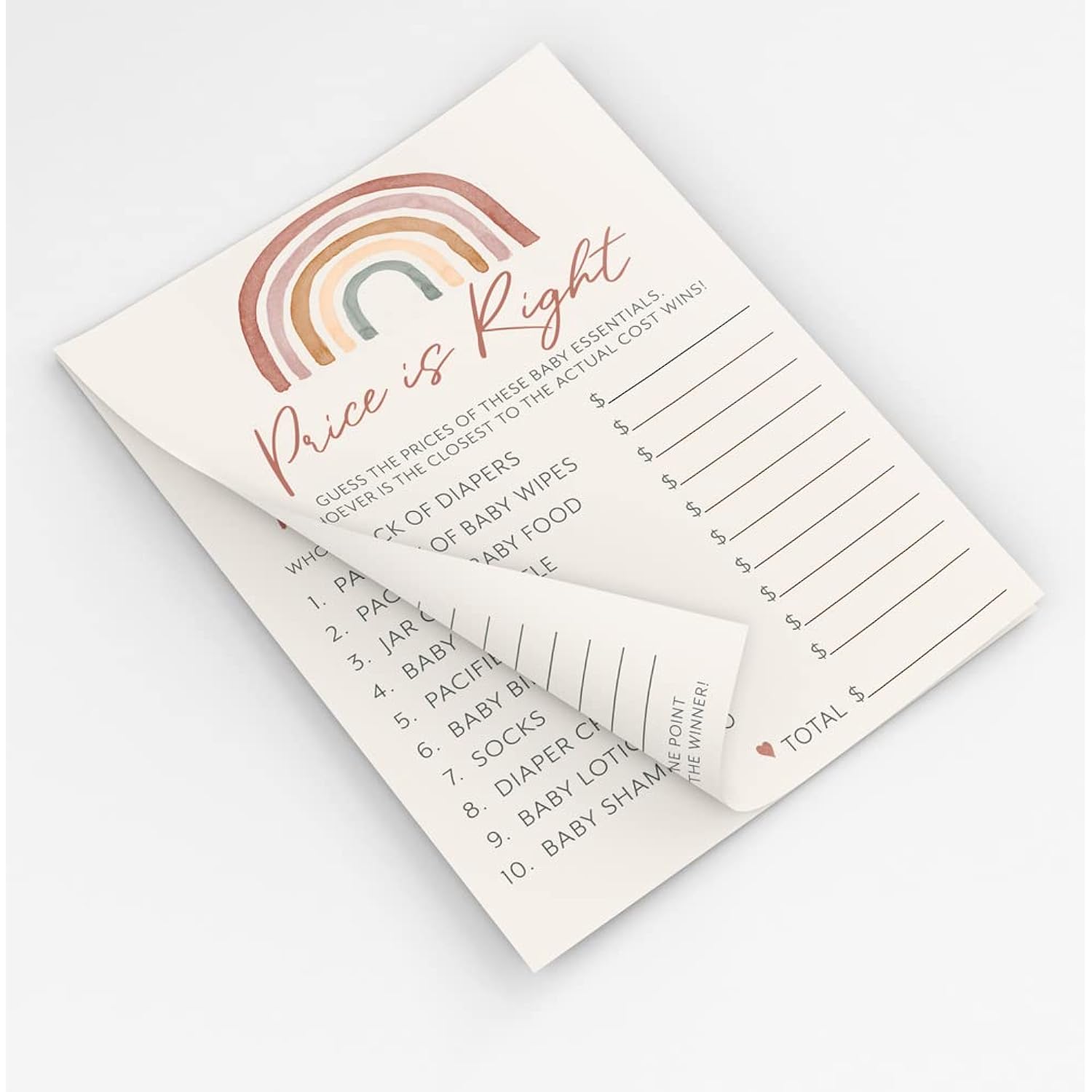 Baby Shower Game Set – 4 Games & Activities For 30 Guests, Includes Bingo, Price Is Right, Storybook Title Guessing, And Mommy Or Daddy Trivia, Boho Rainbow Theme For Baby Girl
